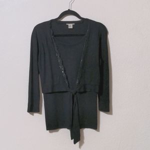 Ladies faux cardigan one piece, S, black